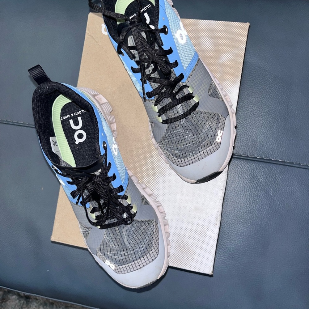 On Running Cloud X Shift Blue and Gray Sneakers